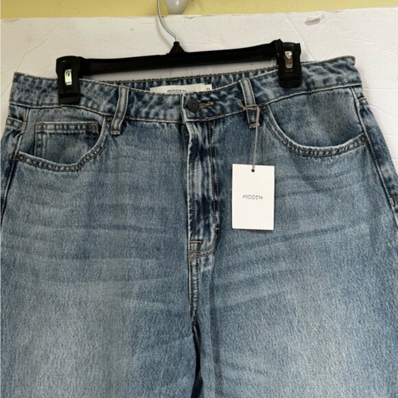 Hidden NEW Tracey High Rise Straight Leg Tie Ankle Slits Zip Jeans Wide 31 Waist - Picture 5 of 16